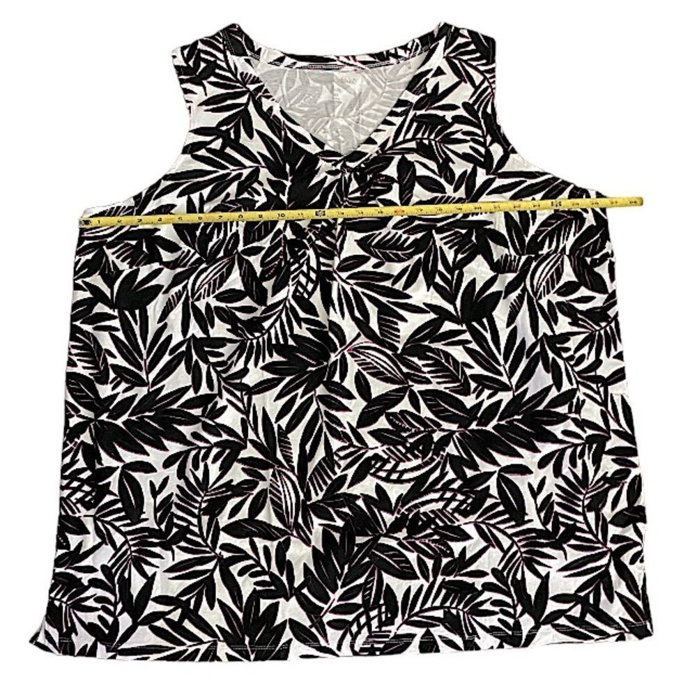 Woman Within 26/28 New 2X Womens Tank Top Blouse Tropical Leaves Beach Casual - Picture 3 of 7